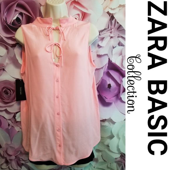 Zara Tops - SALE Zara Basic Pink Sleeveless Button Down